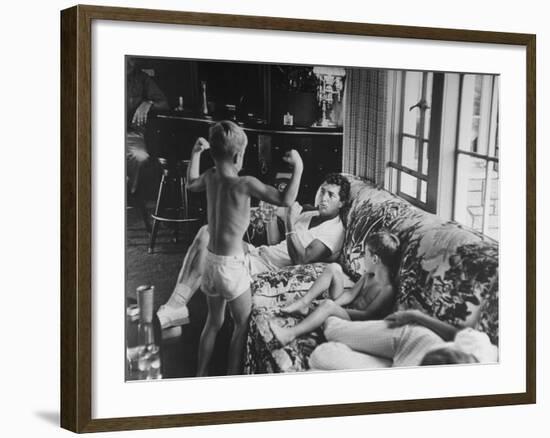 Entertainer Dean Martin Relaxing with His Sons at Home-Allan Grant-Framed Premium Photographic Print