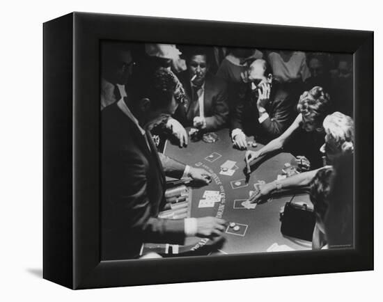 Entertainer Dean Martin Running His Own Game of Blackjack at a Casino-Allan Grant-Framed Premier Image Canvas