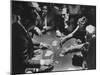 Entertainer Dean Martin Running His Own Game of Blackjack at a Casino-Allan Grant-Mounted Premium Photographic Print
