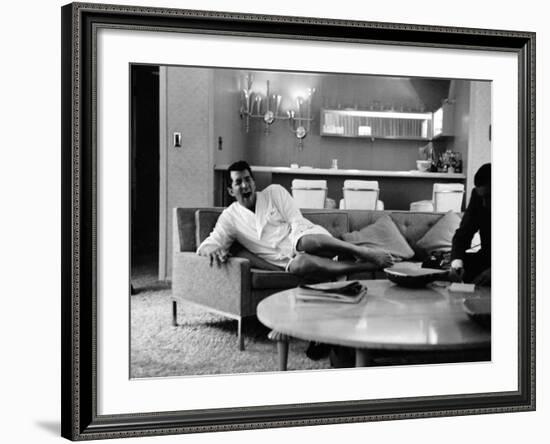 Entertainer Dean Martin Yawning at Home-Allan Grant-Framed Premium Photographic Print