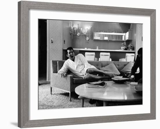 Entertainer Dean Martin Yawning at Home-Allan Grant-Framed Premium Photographic Print