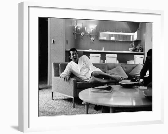 Entertainer Dean Martin Yawning at Home-Allan Grant-Framed Premium Photographic Print