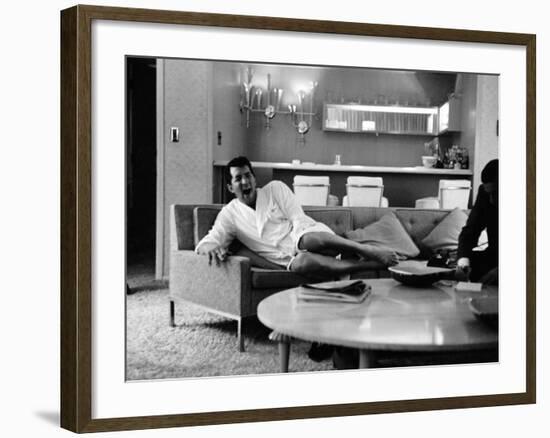 Entertainer Dean Martin Yawning at Home-Allan Grant-Framed Premium Photographic Print