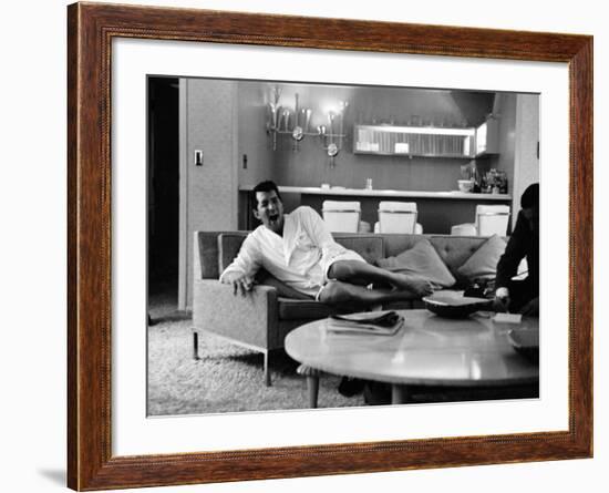 Entertainer Dean Martin Yawning at Home-Allan Grant-Framed Premium Photographic Print