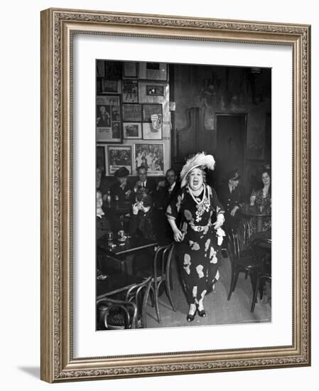 Entertainer Dora Pelletier Singing at Sammy's Bowery Follies-Alfred Eisenstaedt-Framed Photographic Print