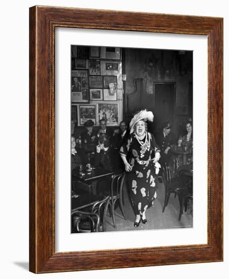 Entertainer Dora Pelletier Singing at Sammy's Bowery Follies-Alfred Eisenstaedt-Framed Photographic Print
