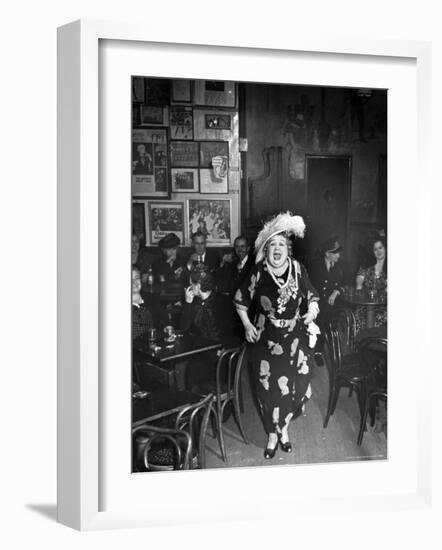 Entertainer Dora Pelletier Singing at Sammy's Bowery Follies-Alfred Eisenstaedt-Framed Photographic Print