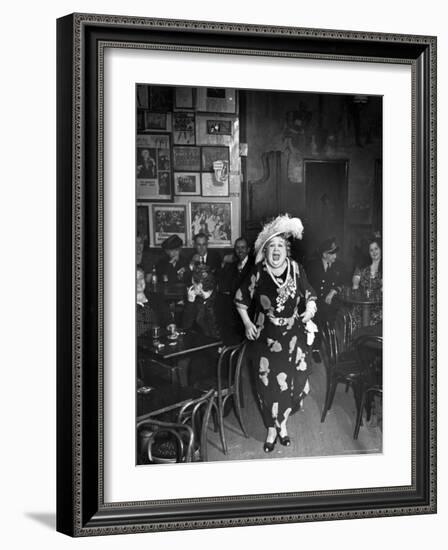 Entertainer Dora Pelletier Singing at Sammy's Bowery Follies-Alfred Eisenstaedt-Framed Photographic Print