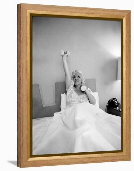 Entertainer Mae West Lifitng Barbells in Bed-Loomis Dean-Framed Premier Image Canvas