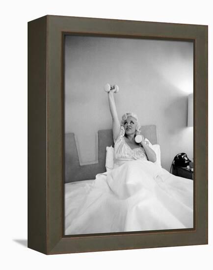 Entertainer Mae West Lifitng Barbells in Bed-Loomis Dean-Framed Premier Image Canvas