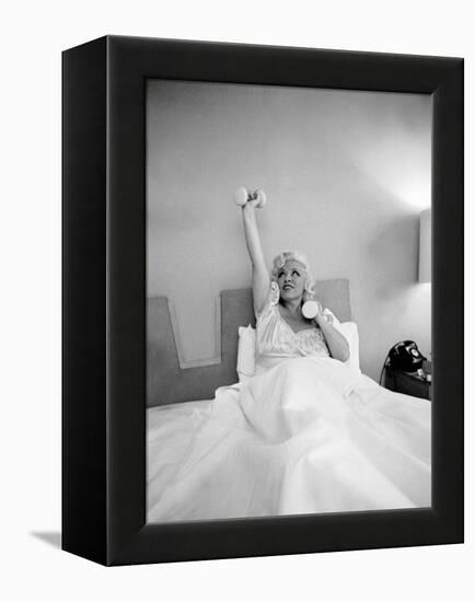 Entertainer Mae West Lifitng Barbells in Bed-Loomis Dean-Framed Premier Image Canvas