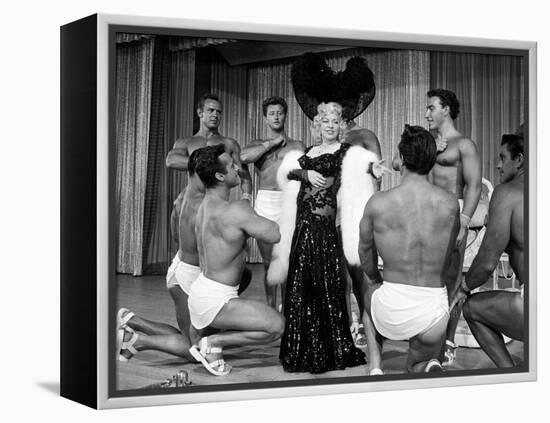 Entertainer Mae West Making Her Nightclub Debut with Loin-Clothed Dancers at Hotel Sahara-Loomis Dean-Framed Premier Image Canvas