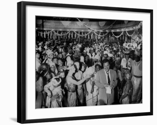 Entertainer Orson Welles Attending the Rio de Janerio Carnival Celebration-Hart Preston-Framed Premium Photographic Print