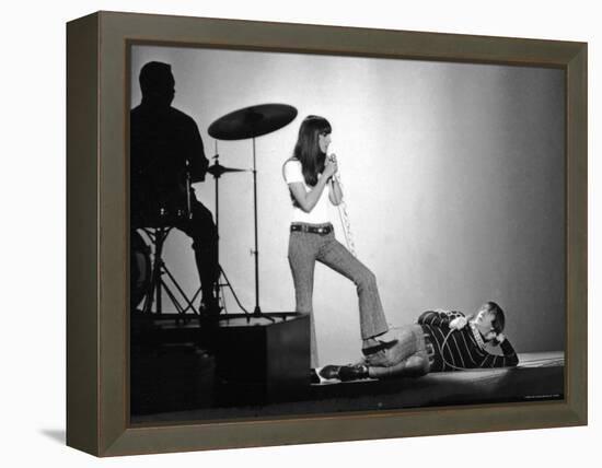 Entertainers Cher and Sonny Bono Singing on TV Program "Shindig."-Bill Ray-Framed Premier Image Canvas