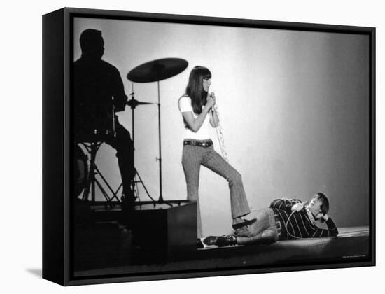 Entertainers Cher and Sonny Bono Singing on TV Program "Shindig."-Bill Ray-Framed Premier Image Canvas