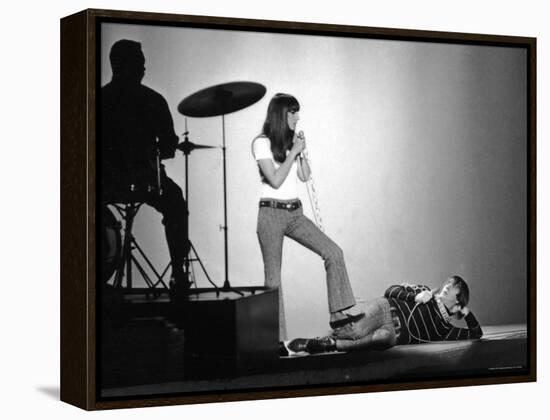 Entertainers Cher and Sonny Bono Singing on TV Program "Shindig."-Bill Ray-Framed Premier Image Canvas