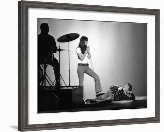 Entertainers Cher and Sonny Bono Singing on TV Program "Shindig."-Bill Ray-Framed Premium Photographic Print