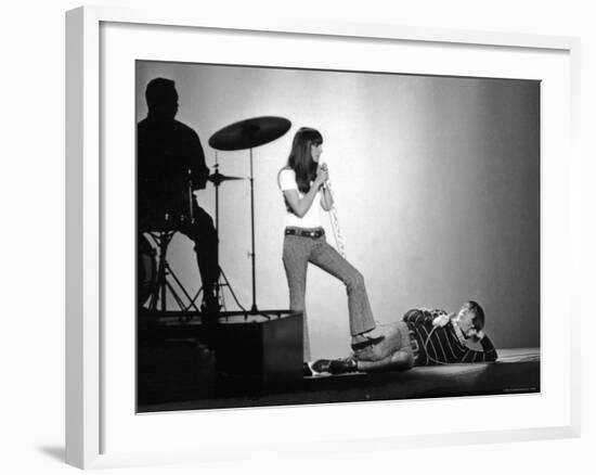 Entertainers Cher and Sonny Bono Singing on TV Program "Shindig."-Bill Ray-Framed Premium Photographic Print