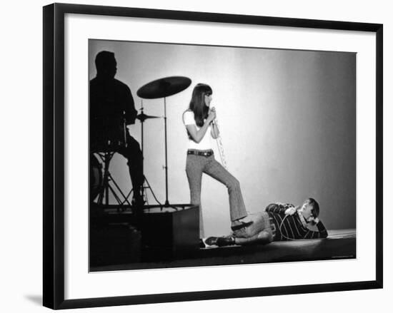 Entertainers Cher and Sonny Bono Singing on TV Program "Shindig."-Bill Ray-Framed Premium Photographic Print
