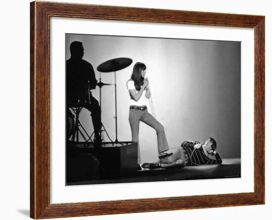 Entertainers Cher and Sonny Bono Singing on TV Program "Shindig."-Bill Ray-Framed Premium Photographic Print