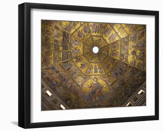 Enthroned Christ, by Coppo Di Marcovaldo, 13th Century Mosaics, Cupola Ceiling, Baptistry, Florence-Peter Barritt-Framed Photographic Print