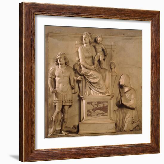 Enthroned Madonna and Child, St George and Figure Praying-Antonio Lombardi-Framed Giclee Print