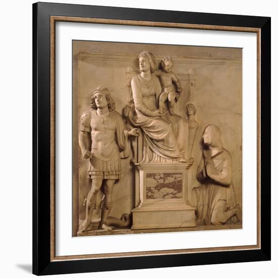 Enthroned Madonna and Child, St George and Figure Praying-Antonio Lombardi-Framed Giclee Print