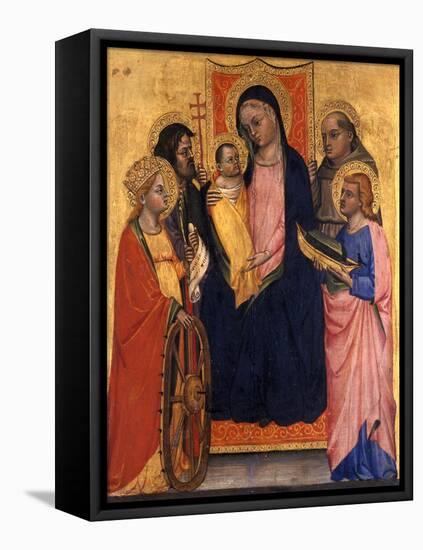 Enthroned Madonna and Child with Four Saints, C.1400-null-Framed Premier Image Canvas