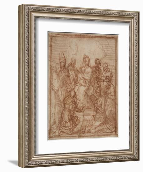 Enthroned Madonna with Child and Eight Saints (Composition Stud), 1528-Andrea del Sarto-Framed Giclee Print