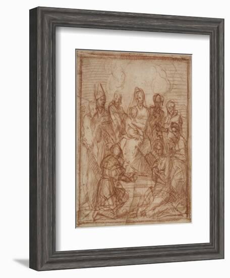 Enthroned Madonna with Child and Eight Saints (Composition Stud), 1528-Andrea del Sarto-Framed Giclee Print