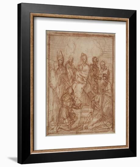 Enthroned Madonna with Child and Eight Saints (Composition Stud), 1528-Andrea del Sarto-Framed Giclee Print