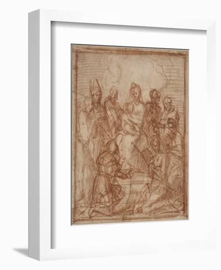 Enthroned Madonna with Child and Eight Saints (Composition Stud), 1528-Andrea del Sarto-Framed Giclee Print