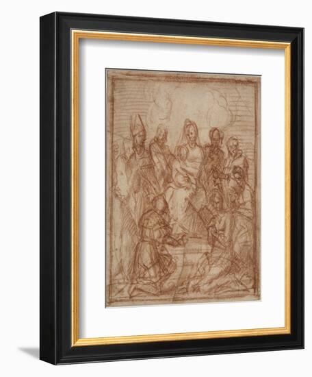 Enthroned Madonna with Child and Eight Saints (Composition Stud), 1528-Andrea del Sarto-Framed Giclee Print