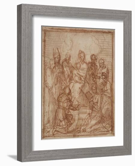 Enthroned Madonna with Child and Eight Saints (Composition Stud), 1528-Andrea del Sarto-Framed Giclee Print