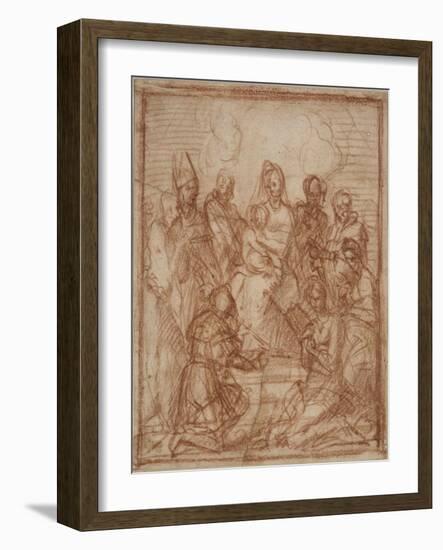 Enthroned Madonna with Child and Eight Saints (Composition Stud), 1528-Andrea del Sarto-Framed Giclee Print