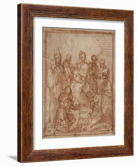 Enthroned Madonna with Child and Eight Saints (Composition Stud), 1528-Andrea del Sarto-Framed Giclee Print