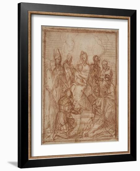 Enthroned Madonna with Child and Eight Saints (Composition Stud), 1528-Andrea del Sarto-Framed Giclee Print