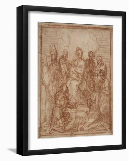 Enthroned Madonna with Child and Eight Saints (Composition Stud), 1528-Andrea del Sarto-Framed Giclee Print