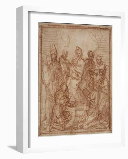 Enthroned Madonna with Child and Eight Saints (Composition Stud), 1528-Andrea del Sarto-Framed Giclee Print