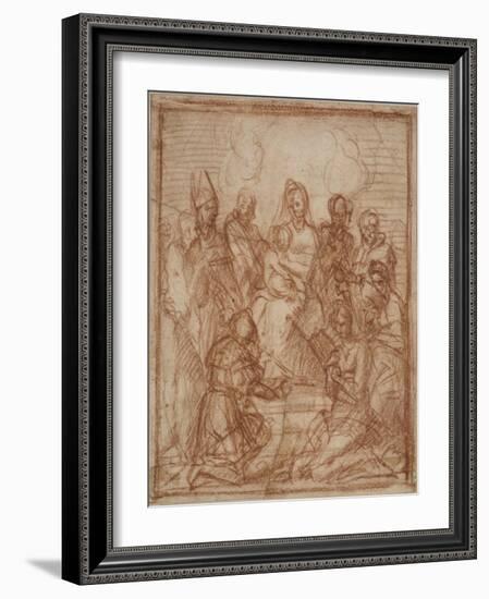 Enthroned Madonna with Child and Eight Saints (Composition Stud), 1528-Andrea del Sarto-Framed Giclee Print