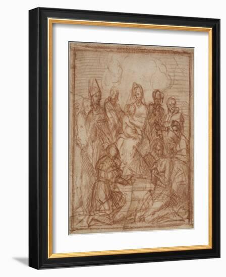 Enthroned Madonna with Child and Eight Saints (Composition Stud), 1528-Andrea del Sarto-Framed Giclee Print