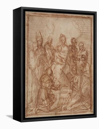 Enthroned Madonna with Child and Eight Saints (Composition Stud), 1528-Andrea del Sarto-Framed Premier Image Canvas