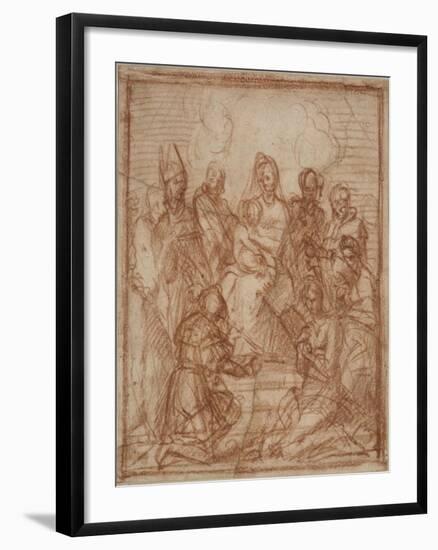 Enthroned Madonna with Child and Eight Saints (Composition Stud), 1528-Andrea del Sarto-Framed Giclee Print