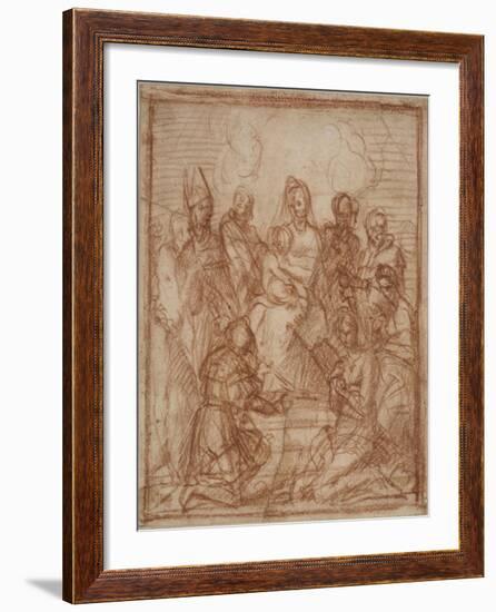 Enthroned Madonna with Child and Eight Saints (Composition Stud), 1528-Andrea del Sarto-Framed Giclee Print