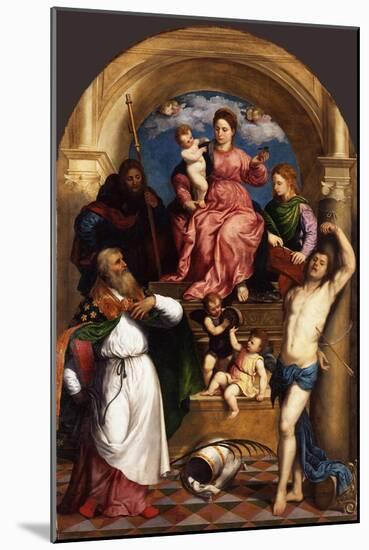 Enthroned Madonna with Child and Saints, Ca 1530-Paris Bordone-Mounted Giclee Print