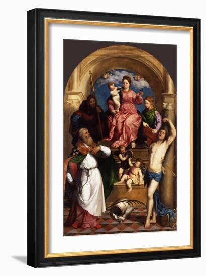 Enthroned Madonna with Child and Saints, Ca 1530-Paris Bordone-Framed Giclee Print