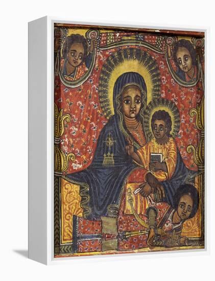 Enthroned Virgin with Child and Angels, Detail from Triptych. Ethiopia, 18th-19th Century-null-Framed Premier Image Canvas