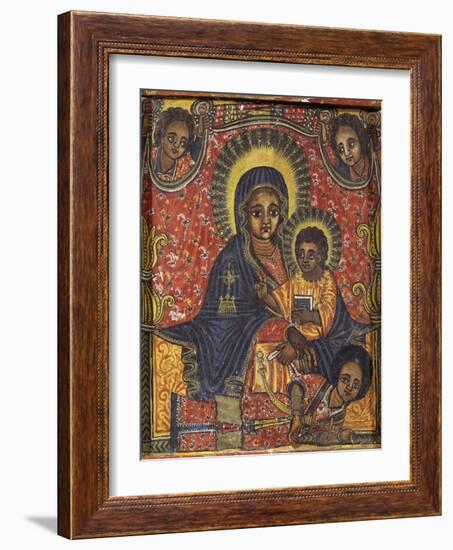 Enthroned Virgin with Child and Angels, Detail from Triptych. Ethiopia, 18th-19th Century-null-Framed Giclee Print