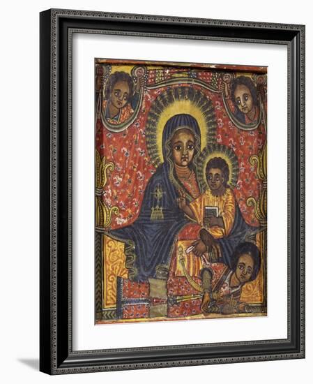 Enthroned Virgin with Child and Angels, Detail from Triptych. Ethiopia, 18th-19th Century-null-Framed Giclee Print