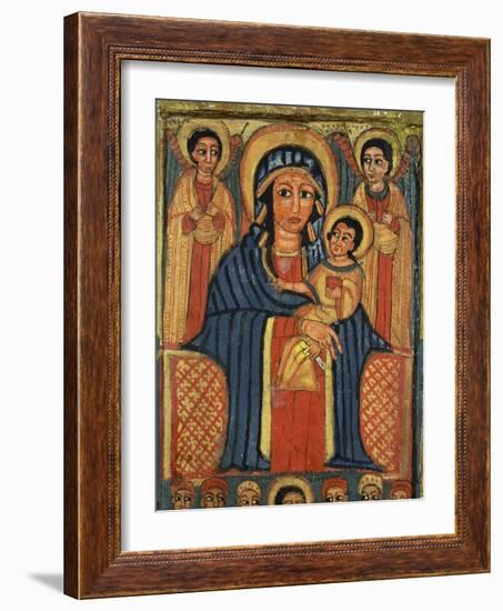 Enthroned Virgin with Child and Angels, Detail from Triptych. Ethiopia 18th-19th Century-null-Framed Giclee Print